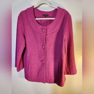 Harve Benard 100%‎ wool hot pink jacket L